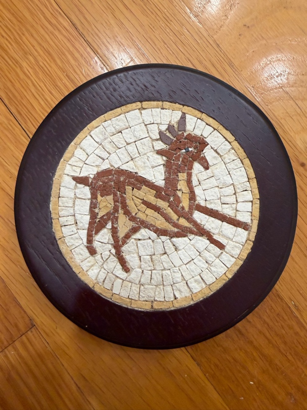 Handmade Mosaic Deer Trivet in Brown, Cream & Tan